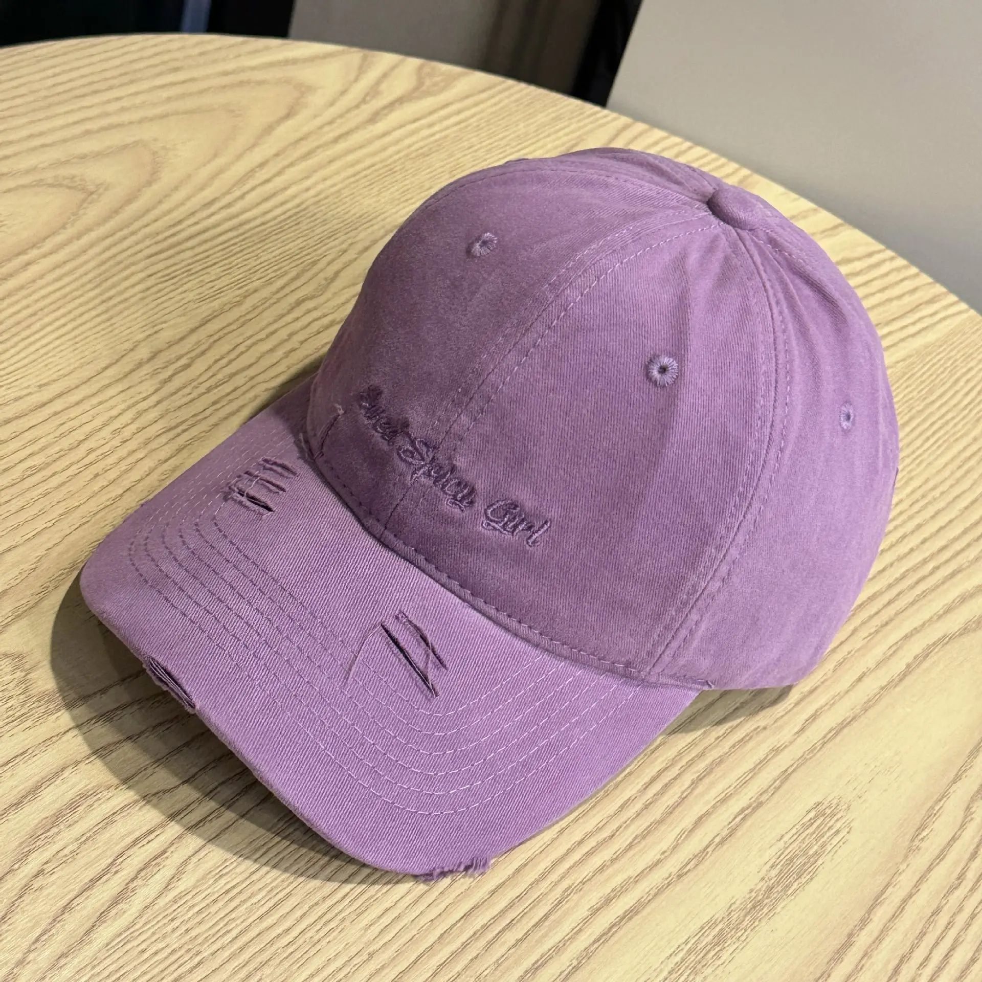 Women Red & White Distressed Baseball Caps — feature 12