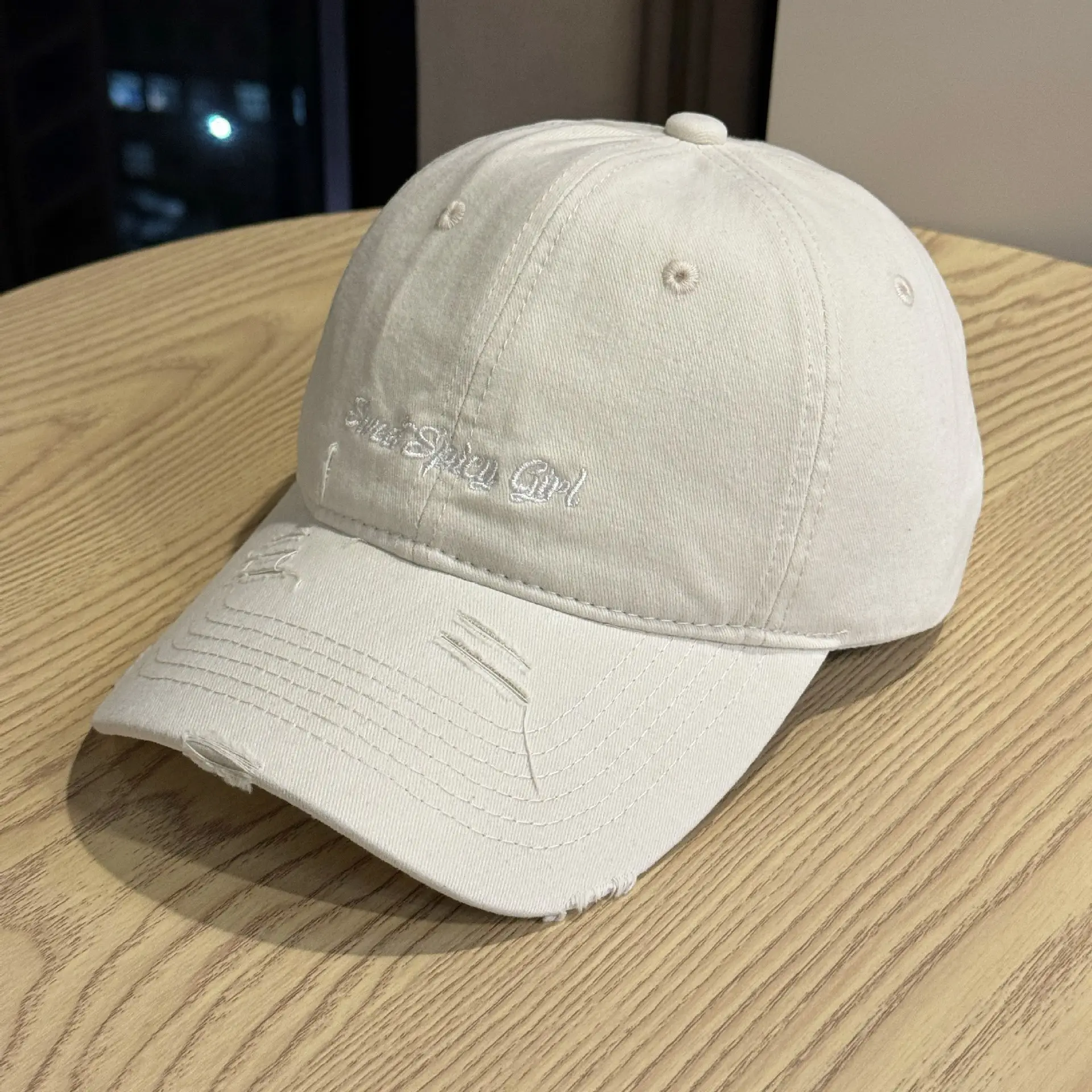 Women Red & White Distressed Baseball Caps — feature 6