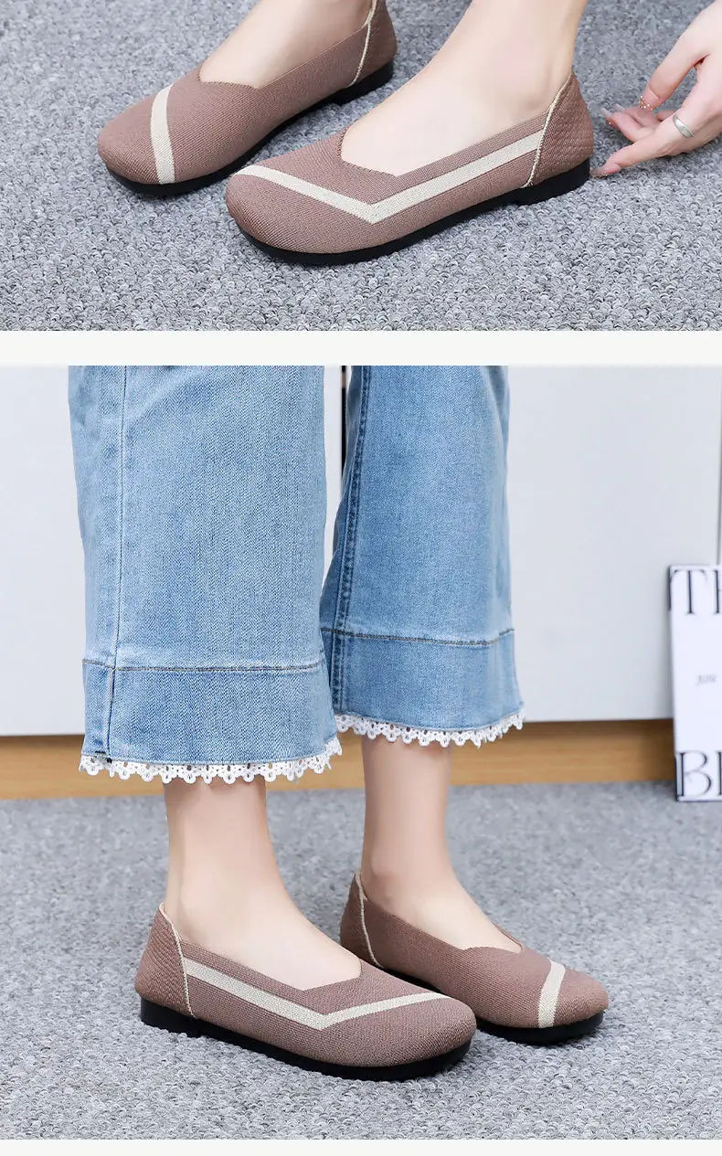 Summer New Women's Fashion Casual Fly-Knit Shoes Cross-Border Foreign Trade Flat Breathable Shallow Slip-On Shoes Non-Slip Slip-On — feature 17