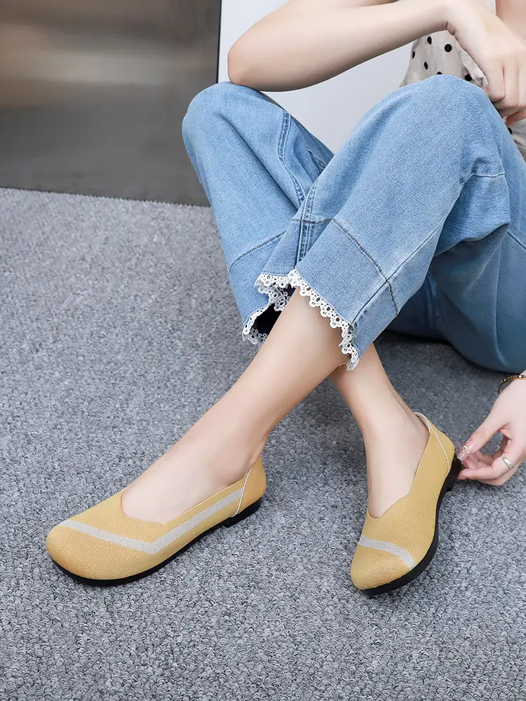 Summer New Women's Fashion Casual Fly-Knit Shoes Cross-Border Foreign Trade Flat Breathable Shallow Slip-On Shoes Non-Slip Slip-On — feature 31