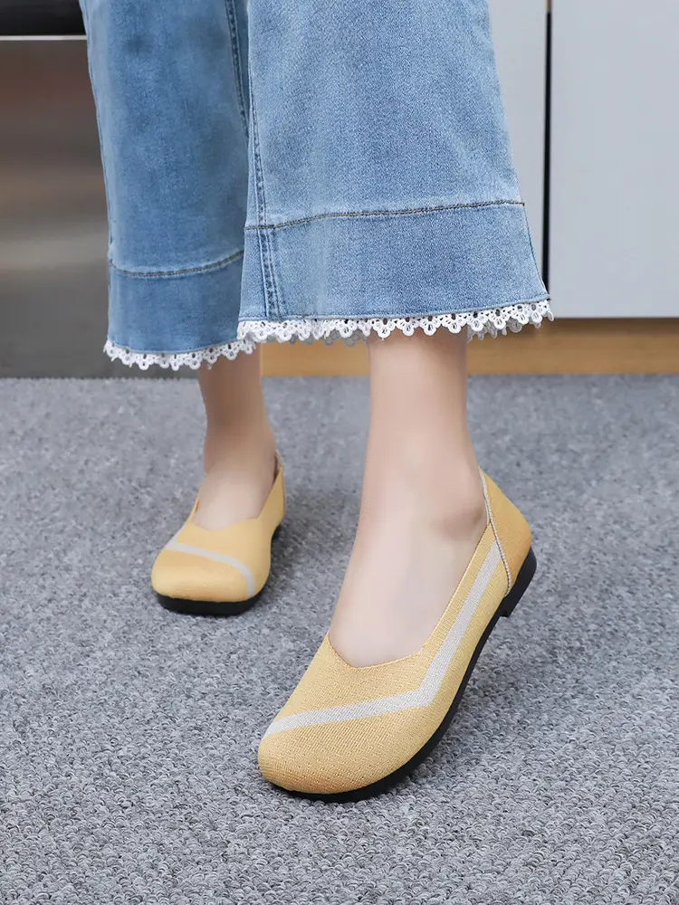 Summer New Women's Fashion Casual Fly-Knit Shoes Cross-Border Foreign Trade Flat Breathable Shallow Slip-On Shoes Non-Slip Slip-On — feature 32