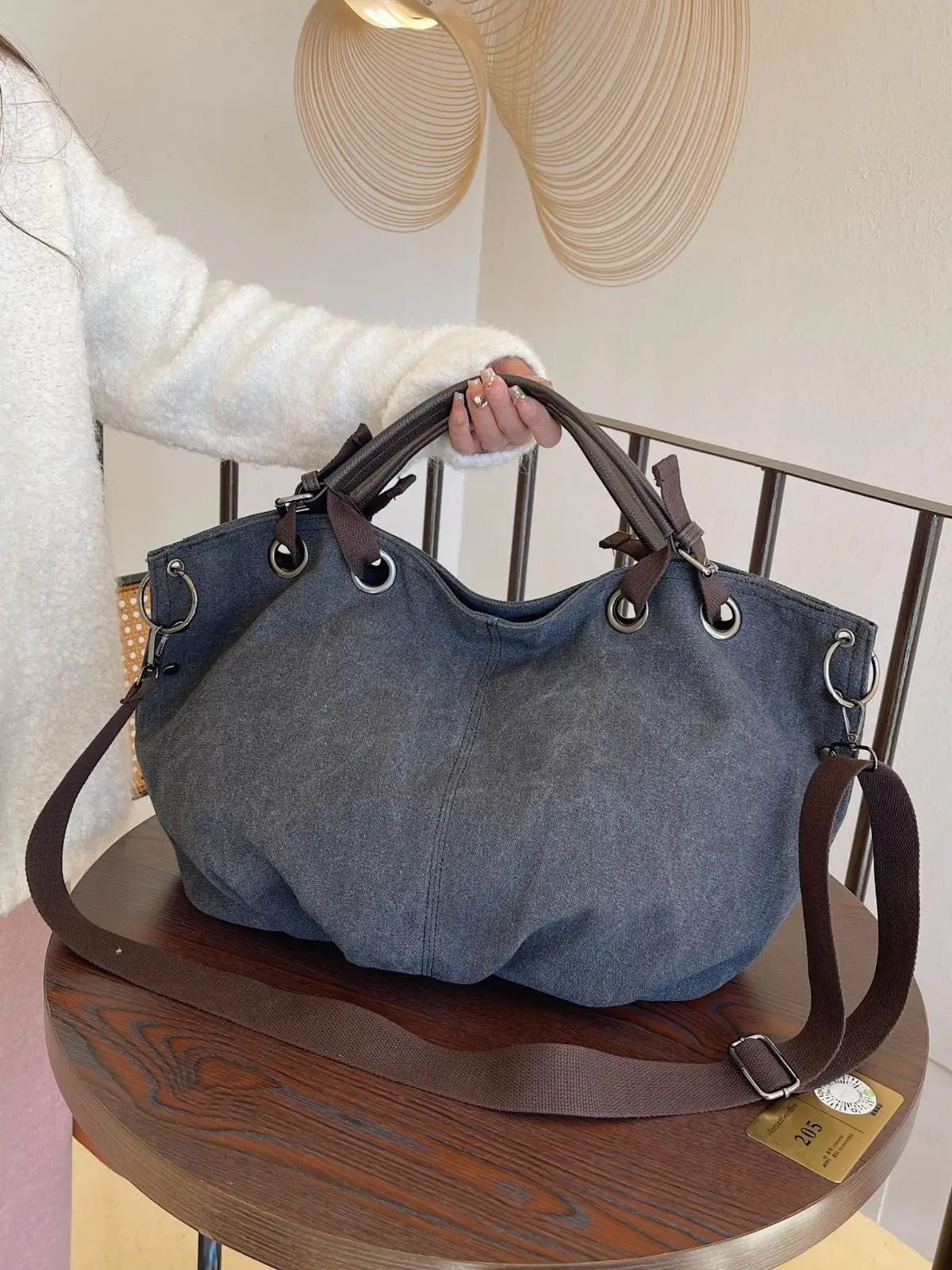 Large Capacity Canvas Shoulder Bag for Women - Image 5