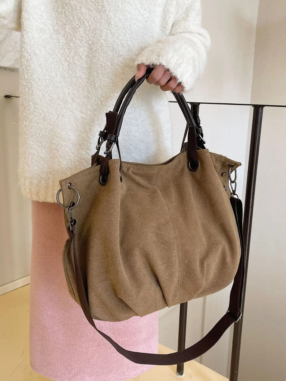 Large Capacity Canvas Shoulder Bag for Women - Image 6