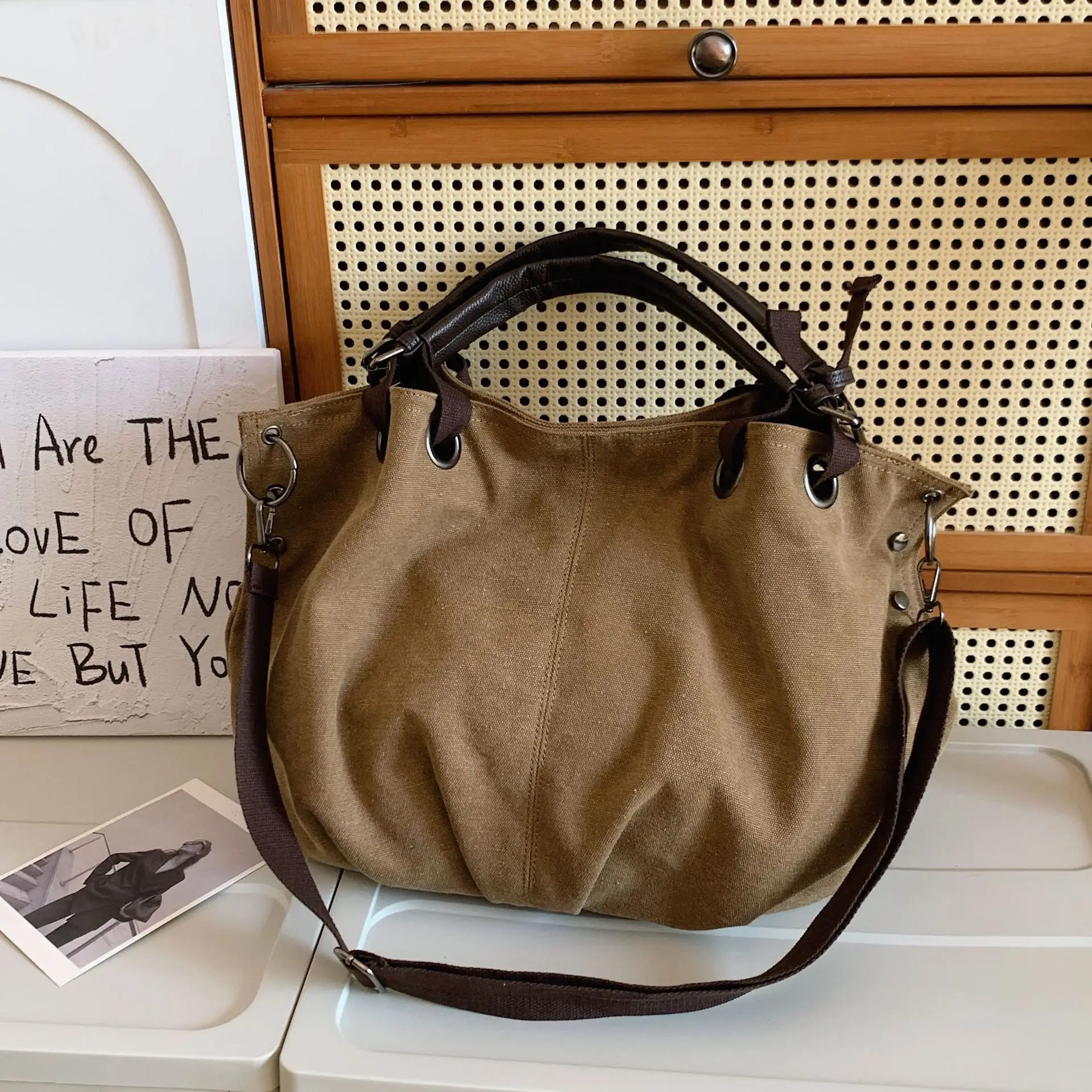 Large Capacity Canvas Shoulder Bag for Women - Image 2