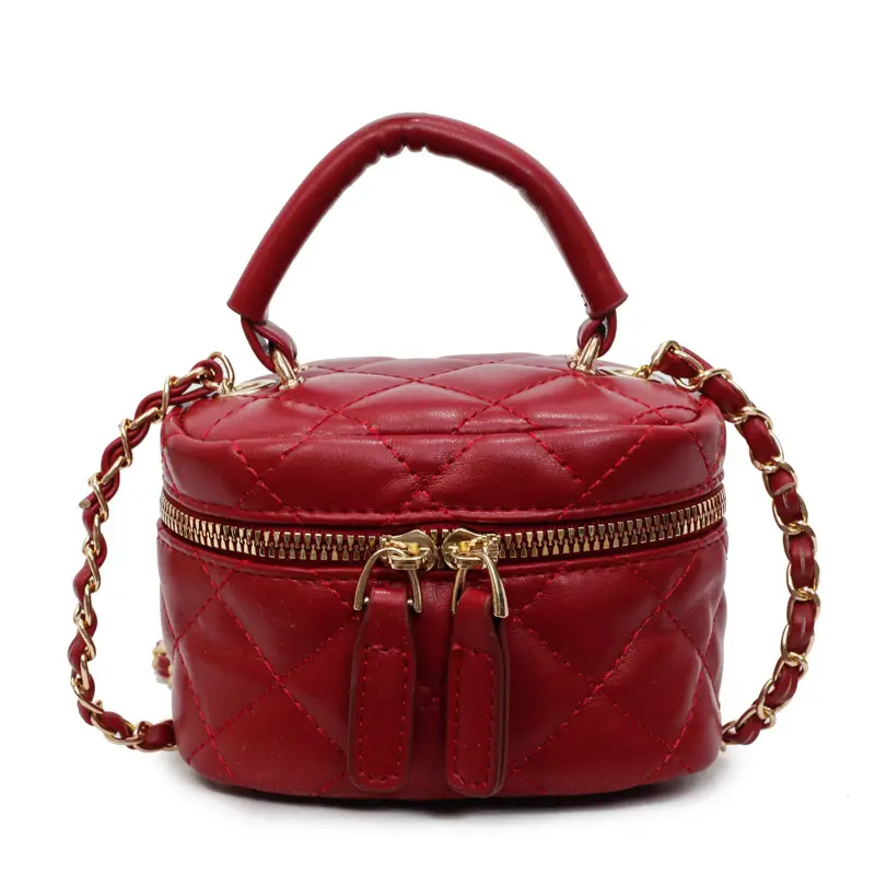 Women Quilted Chain Crossbody Bag Beige Gold Strap