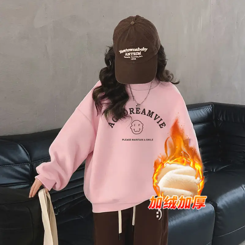 Fleece Lined Warm Sweatshirt for Girls Autumn Winter - Image 4