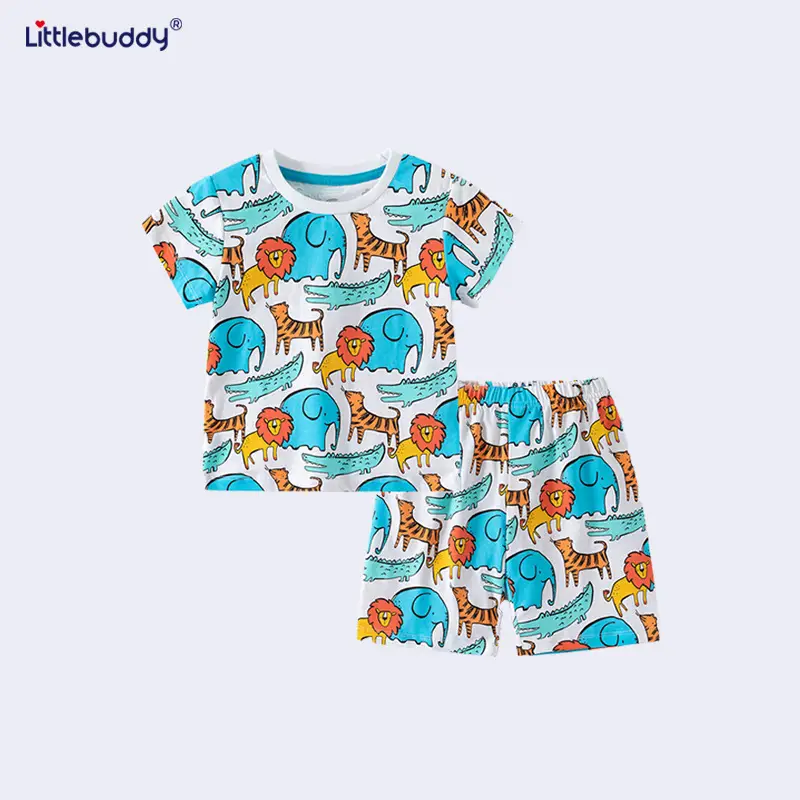 Cross-Border Kids Short Sleeve Cotton Suit Boys Girls