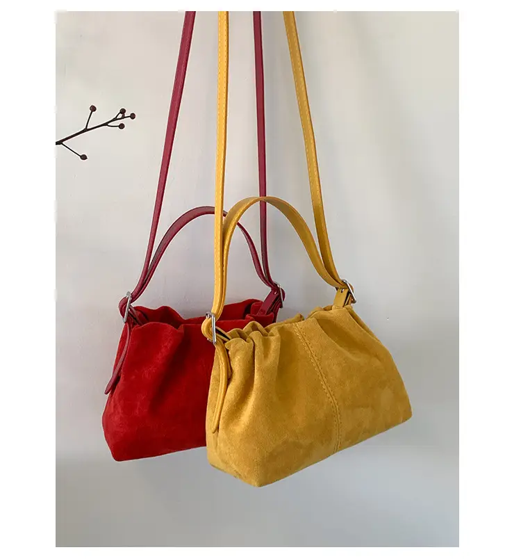 Suede Pleated Crossbody Bag Lucky Color Cloud Bag — feature 37