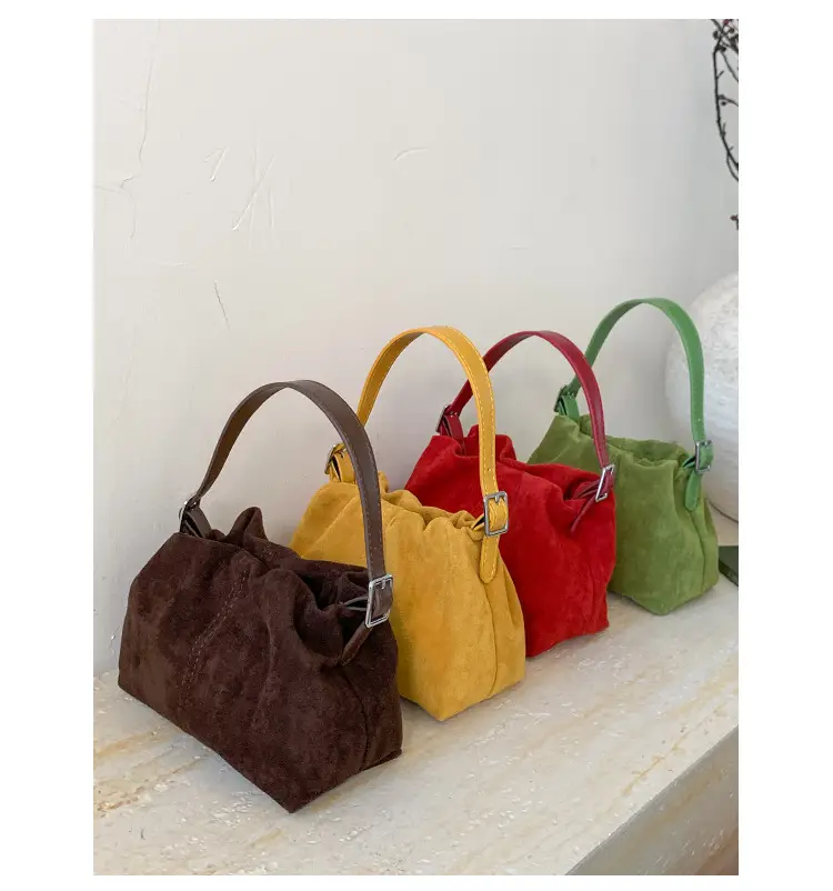 Suede Pleated Crossbody Bag Lucky Color Cloud Bag — feature 41