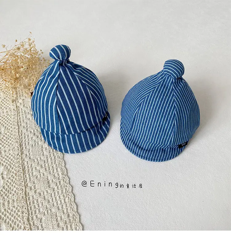 Striped Baby Cap Sun Protection Spring Autumn Unisex — feature 6