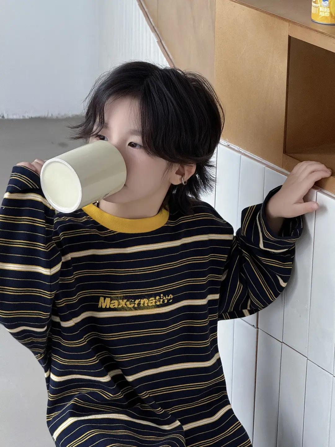 2025 Boys Striped T-Shirt Round Neck Korean Fashion Cool Top - Image 3