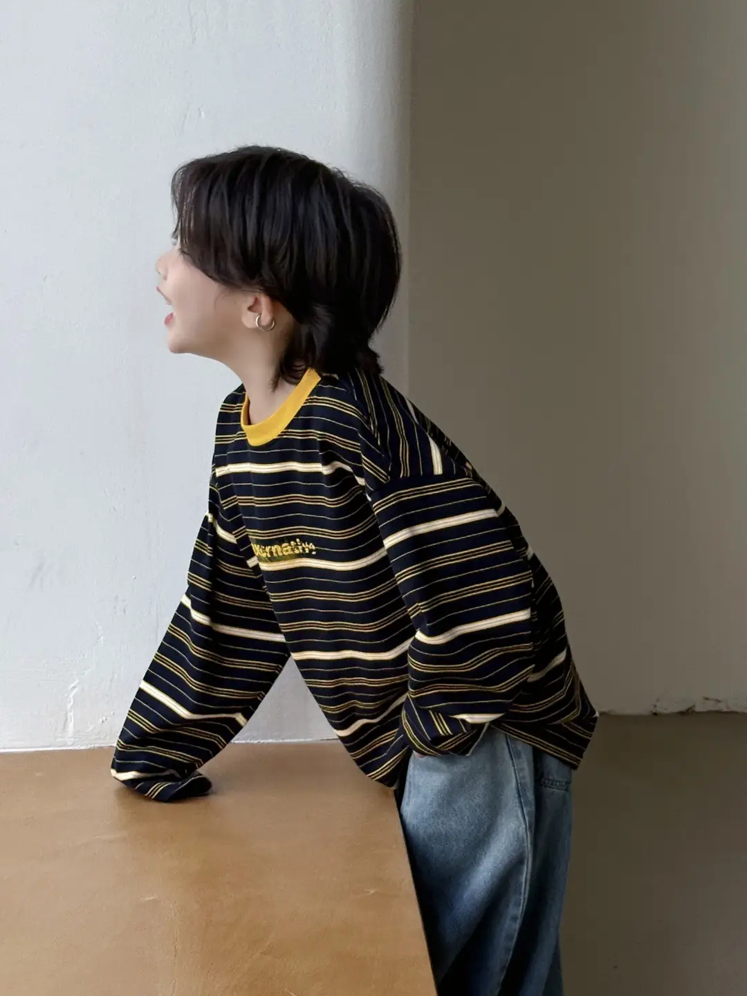 2025 Boys Striped T-Shirt Round Neck Korean Fashion Cool Top — feature 2