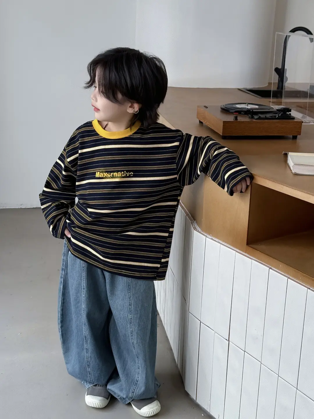 2025 Boys Striped T-Shirt Round Neck Korean Fashion Cool Top — feature 6