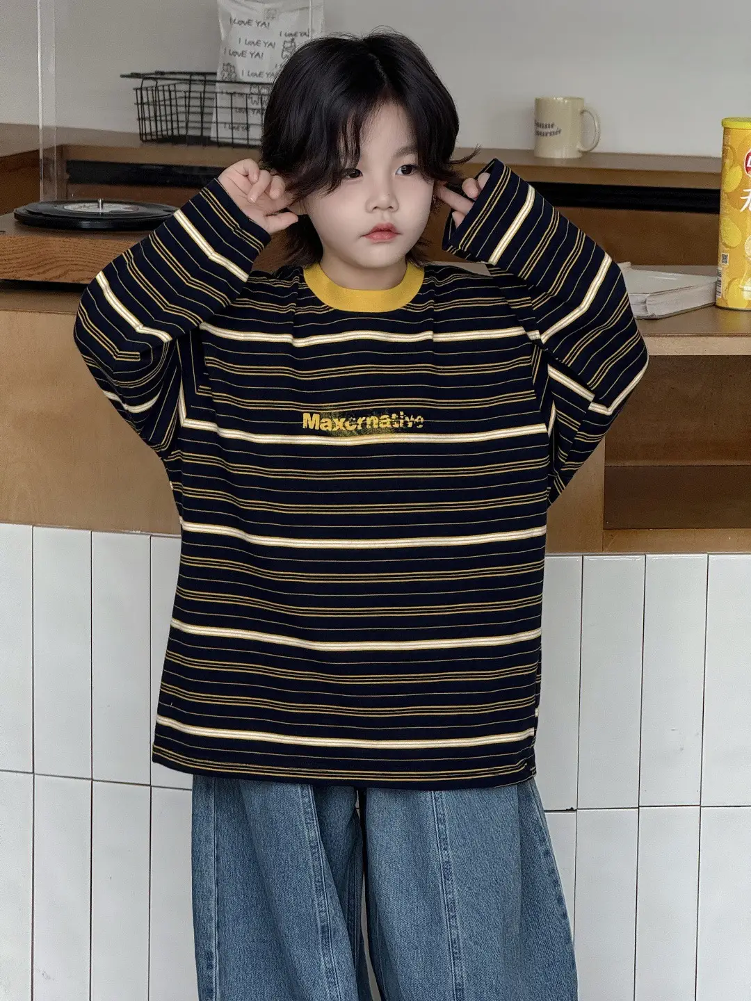 2025 Boys Striped T-Shirt Round Neck Korean Fashion Cool Top — feature 7