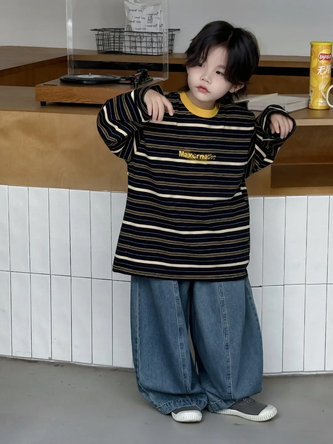 2025 Boys Striped T-Shirt Round Neck Korean Fashion Cool Top — feature 8