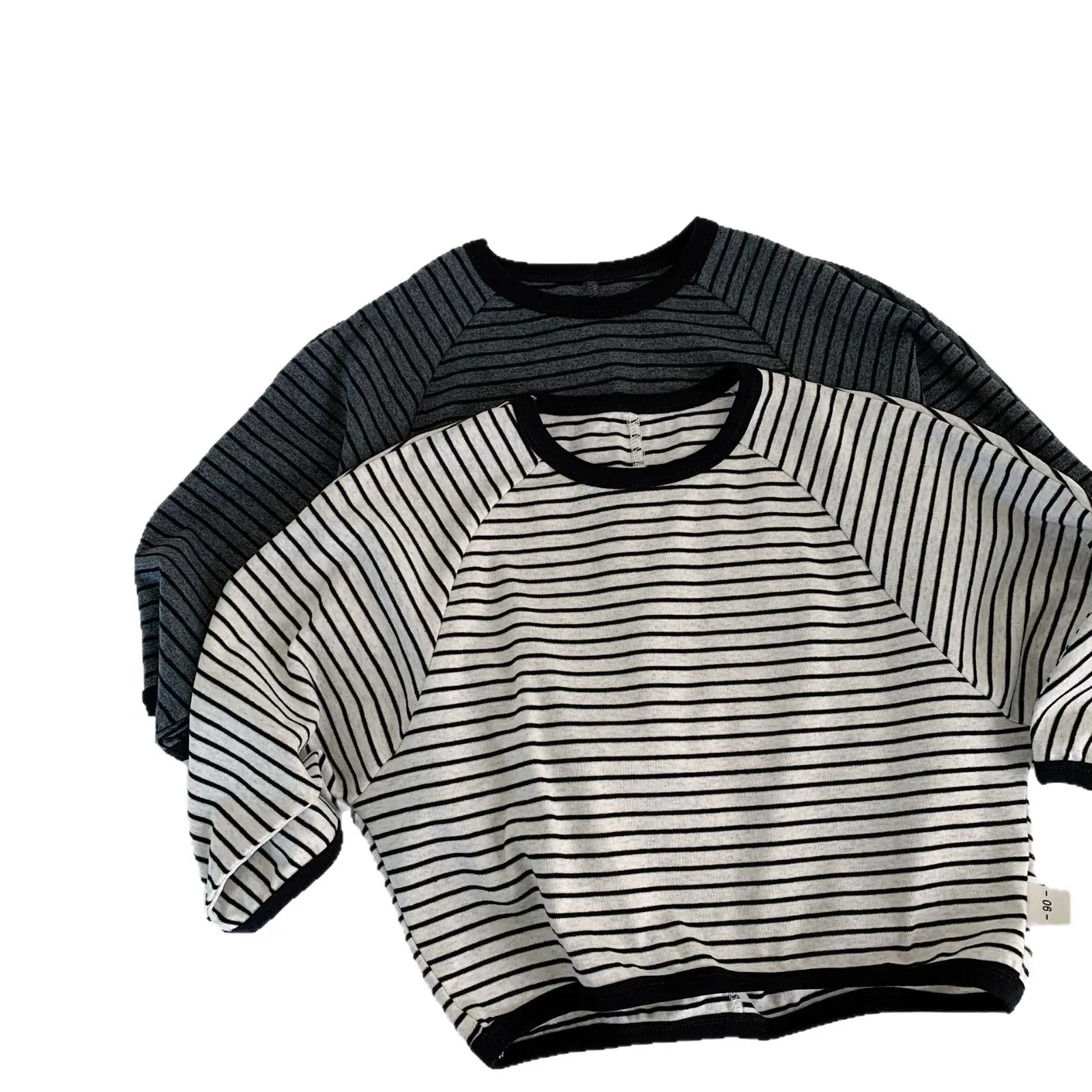 Boys Striped Crew Neck T-Shirt Spring Autumn Trendy Kids
