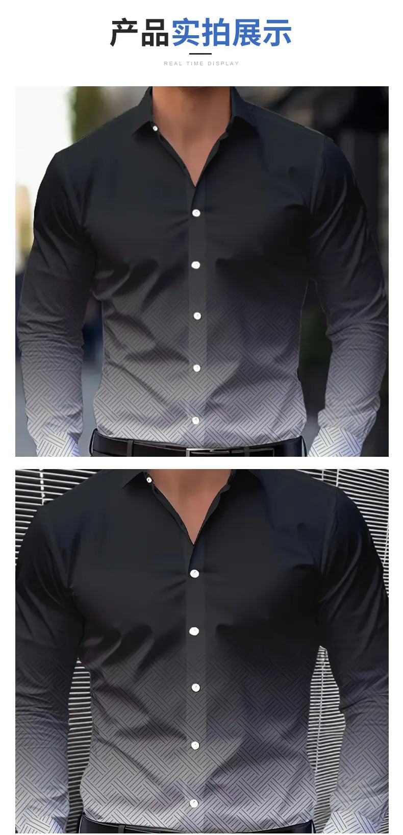 Men Purple Printed Long Sleeve Shirt Spring Autumn — feature 2