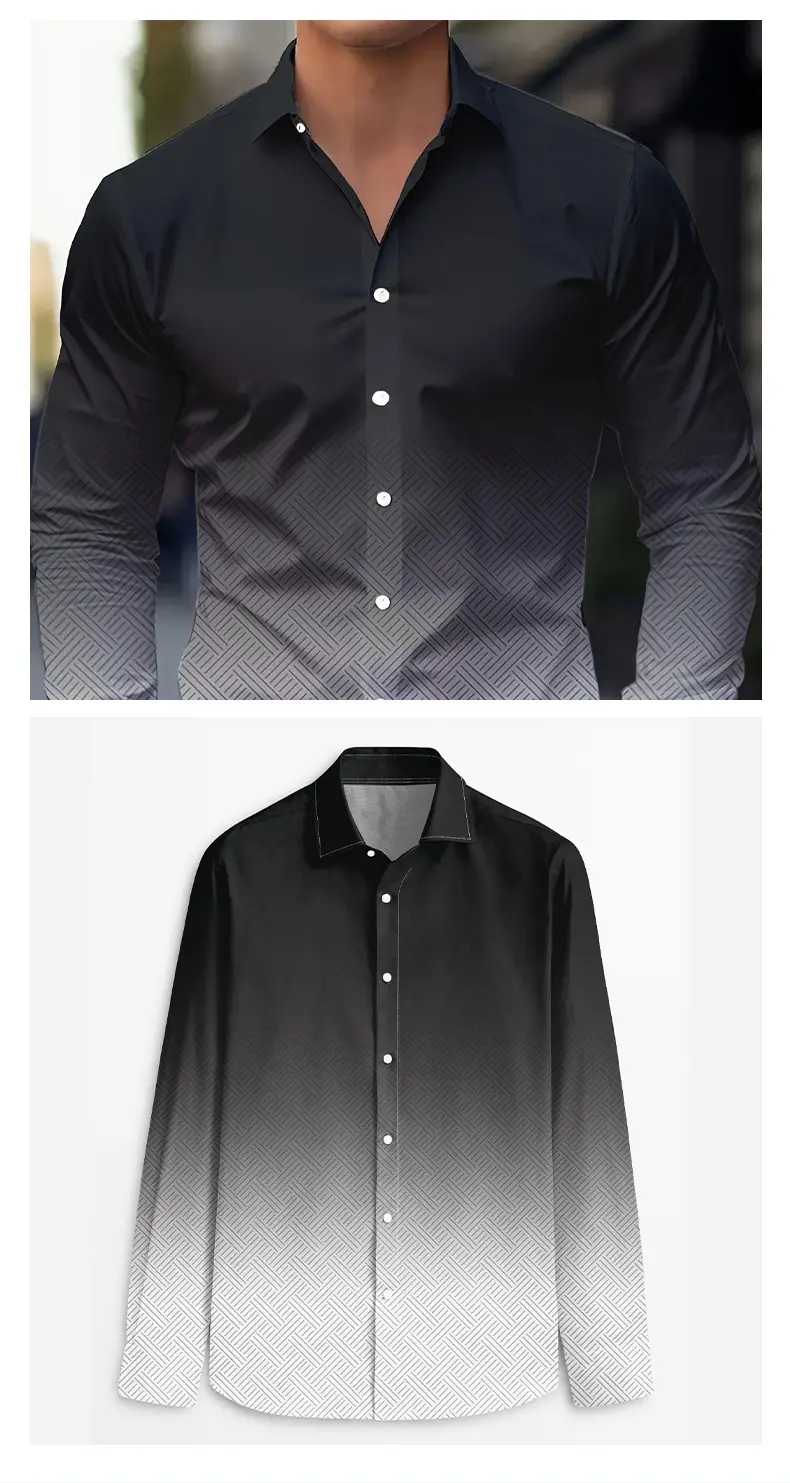 Men Purple Printed Long Sleeve Shirt Spring Autumn — feature 3