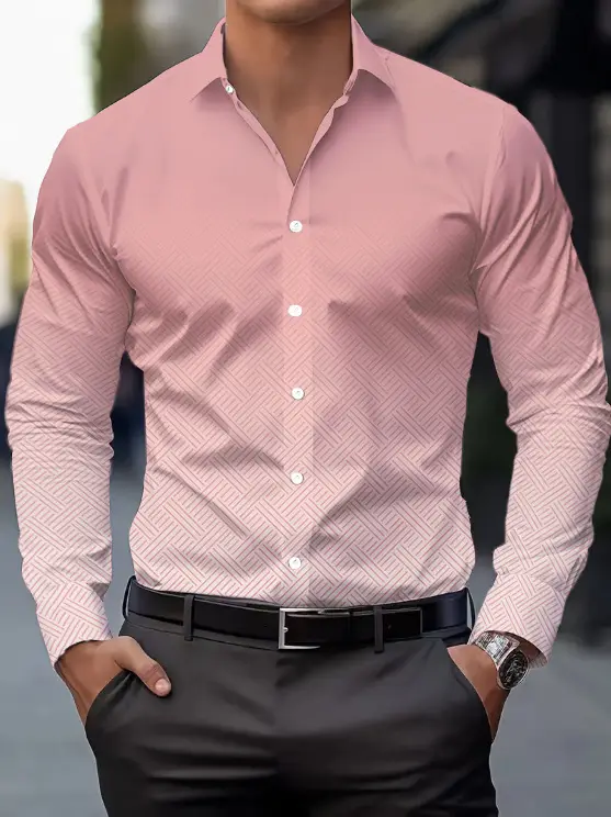 Men Purple Printed Long Sleeve Shirt Spring Autumn - Image 6