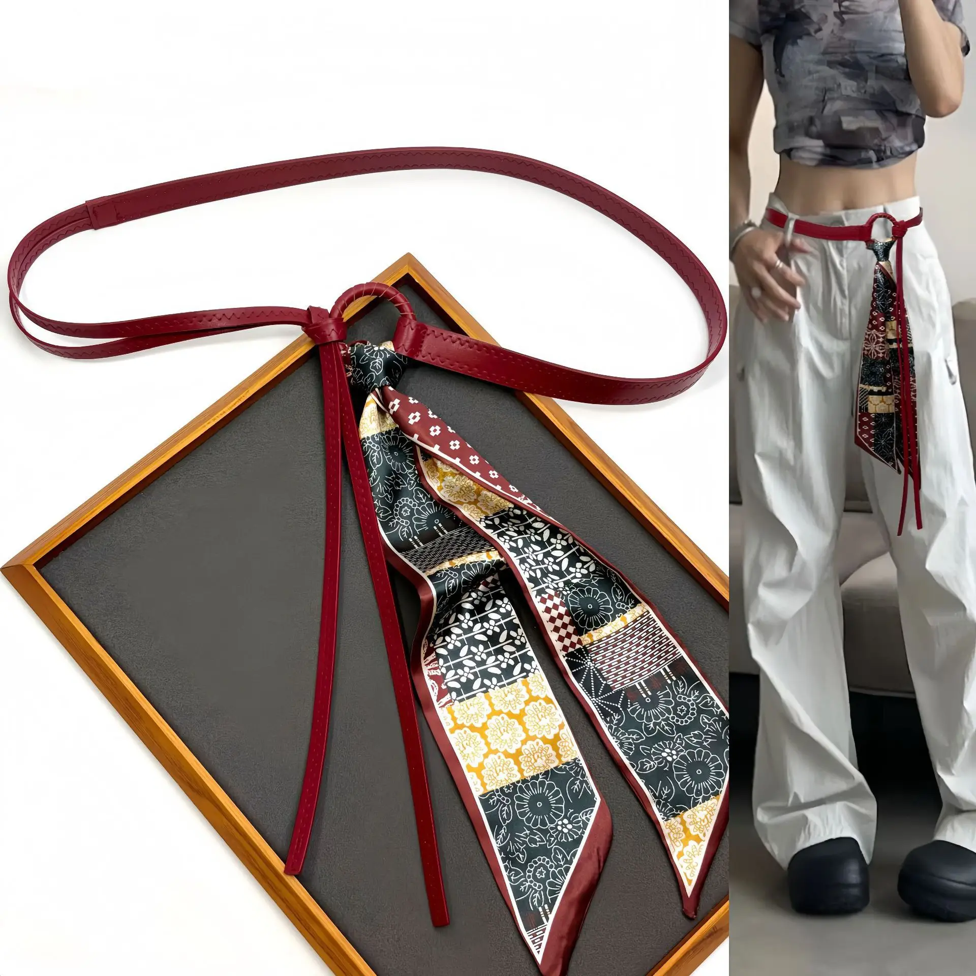 Retro Pattern Silk Belt for Women Hip Hop Punk Decoration - Image 6