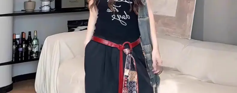 Retro Pattern Silk Belt for Women Hip Hop Punk Decoration — feature 7