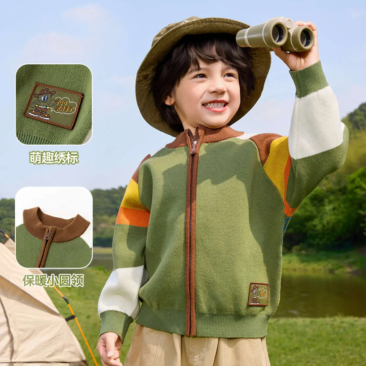 Dudu's Baby Pure Cotton Cardigan Pants Beige Spring Outfit - Image 10