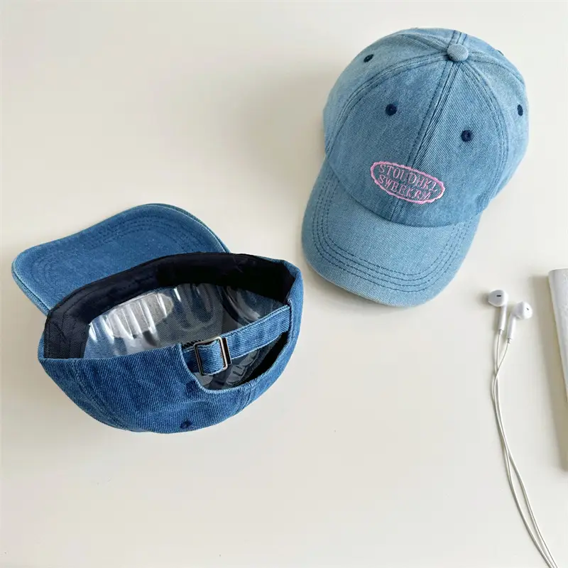 Blue Denim Baseball Cap with Letter Embroidery
