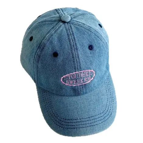 Blue Denim Baseball Cap with Letter Embroidery