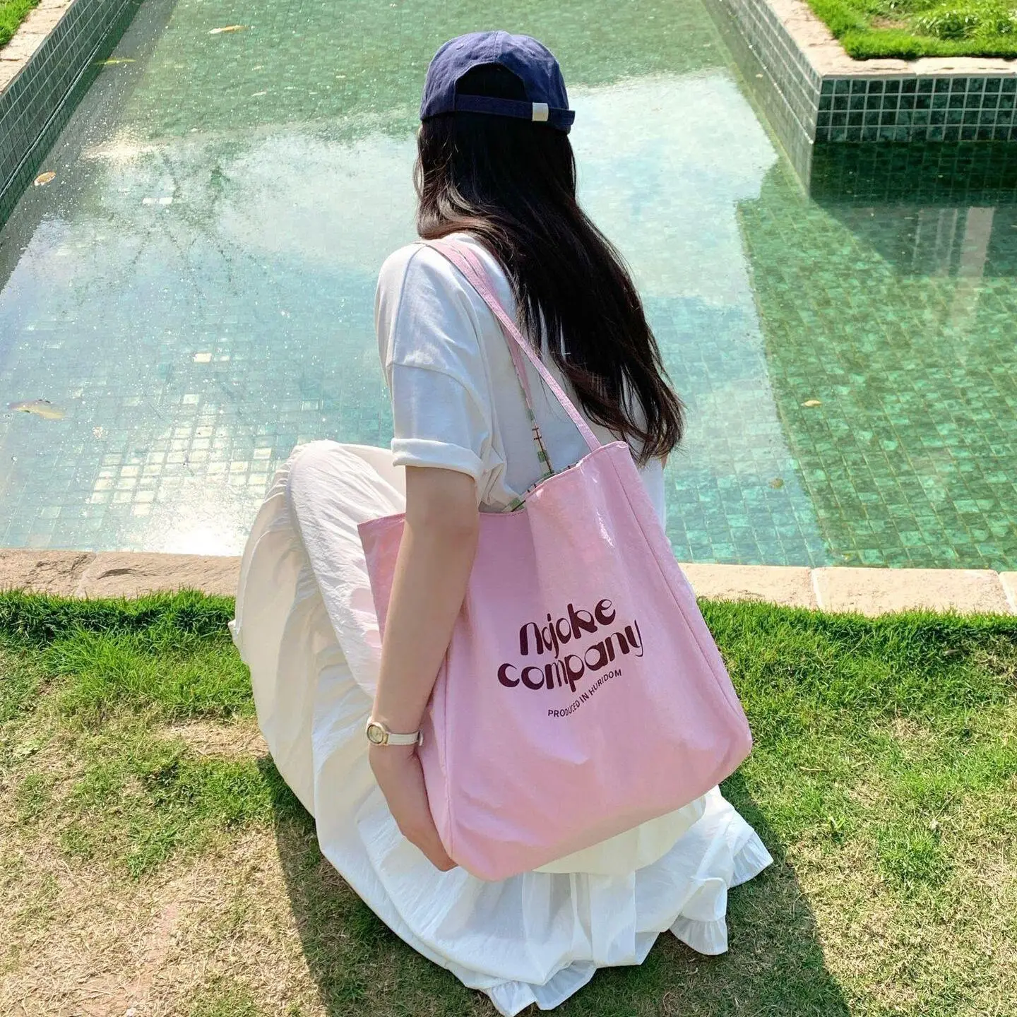 Blue Lazy Canvas Shoulder Tote Bag for Women - Image 4