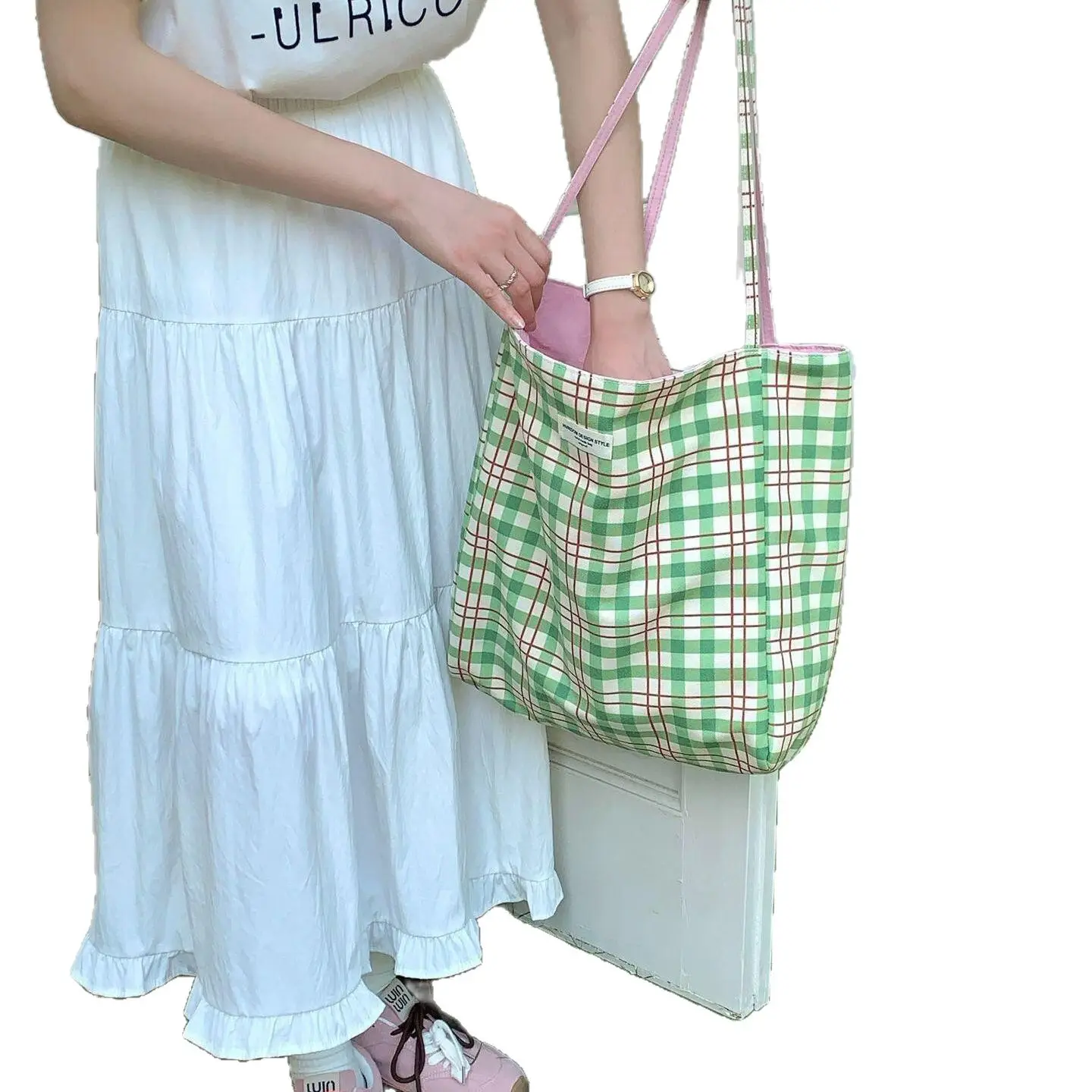 Blue Lazy Canvas Shoulder Tote Bag for Women - Image 6