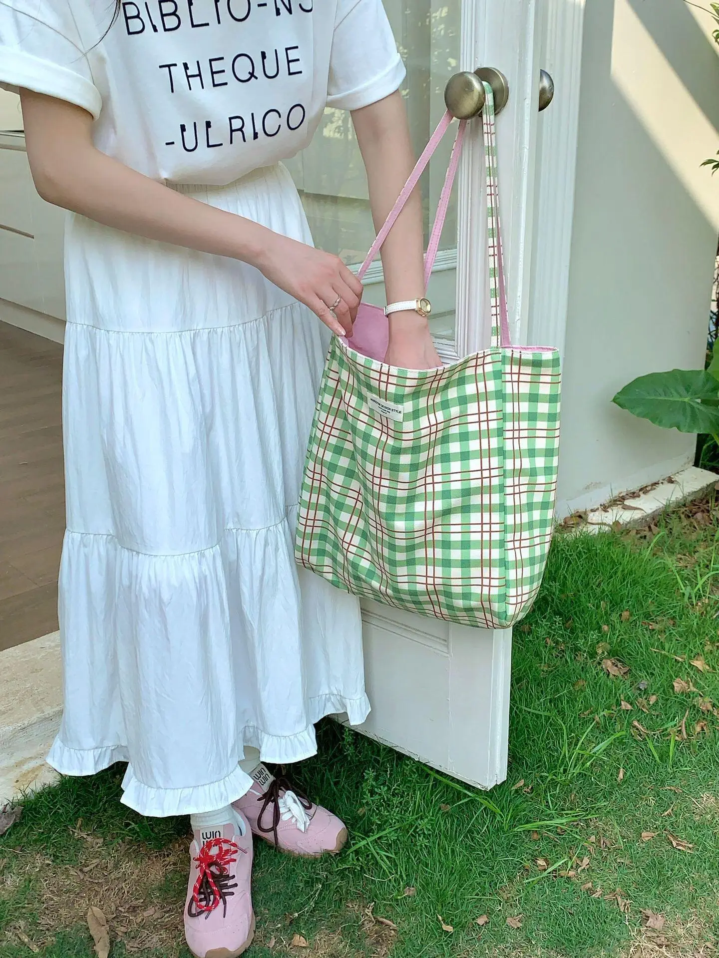 Blue Lazy Canvas Shoulder Tote Bag for Women — feature 12
