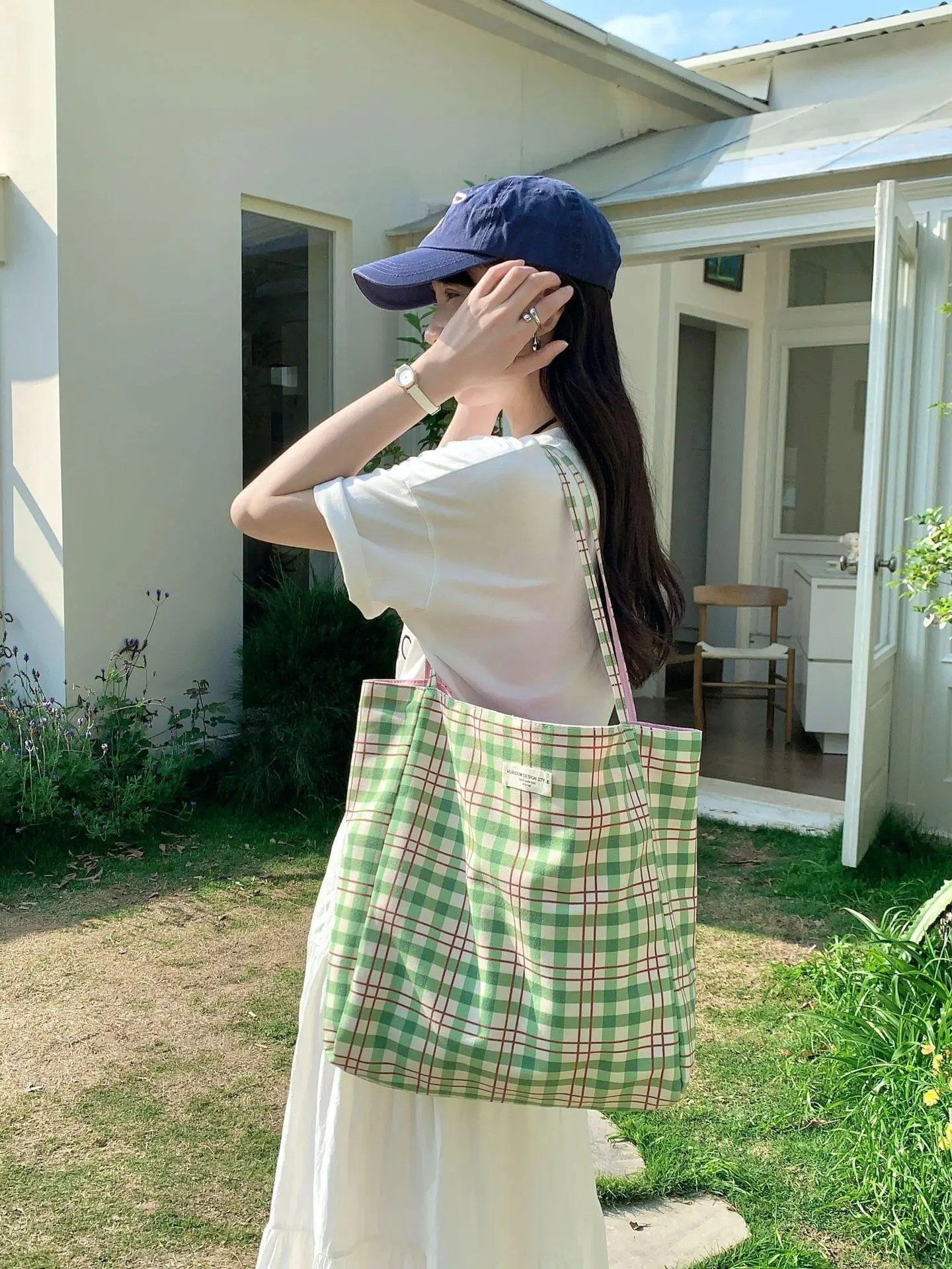 Blue Lazy Canvas Shoulder Tote Bag for Women — feature 13