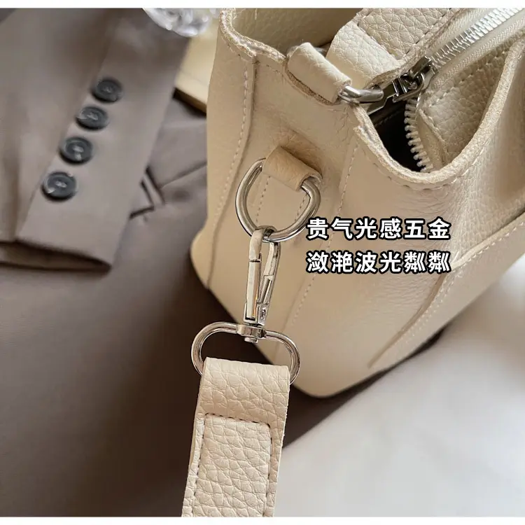 Women's Brown Leather Crossbody Bag with Teddy Bear Keychain — feature 5