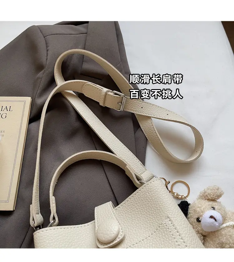 Women's Brown Leather Crossbody Bag with Teddy Bear Keychain — feature 8