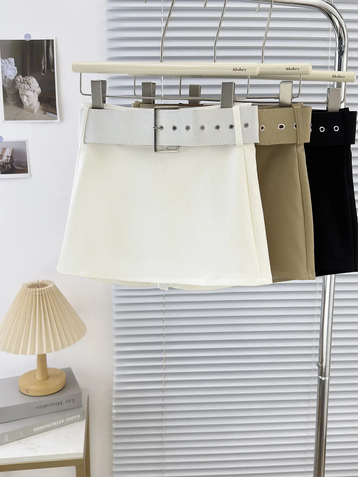Black Belted Hip Skirt Miniskirt Set for Women — feature 1