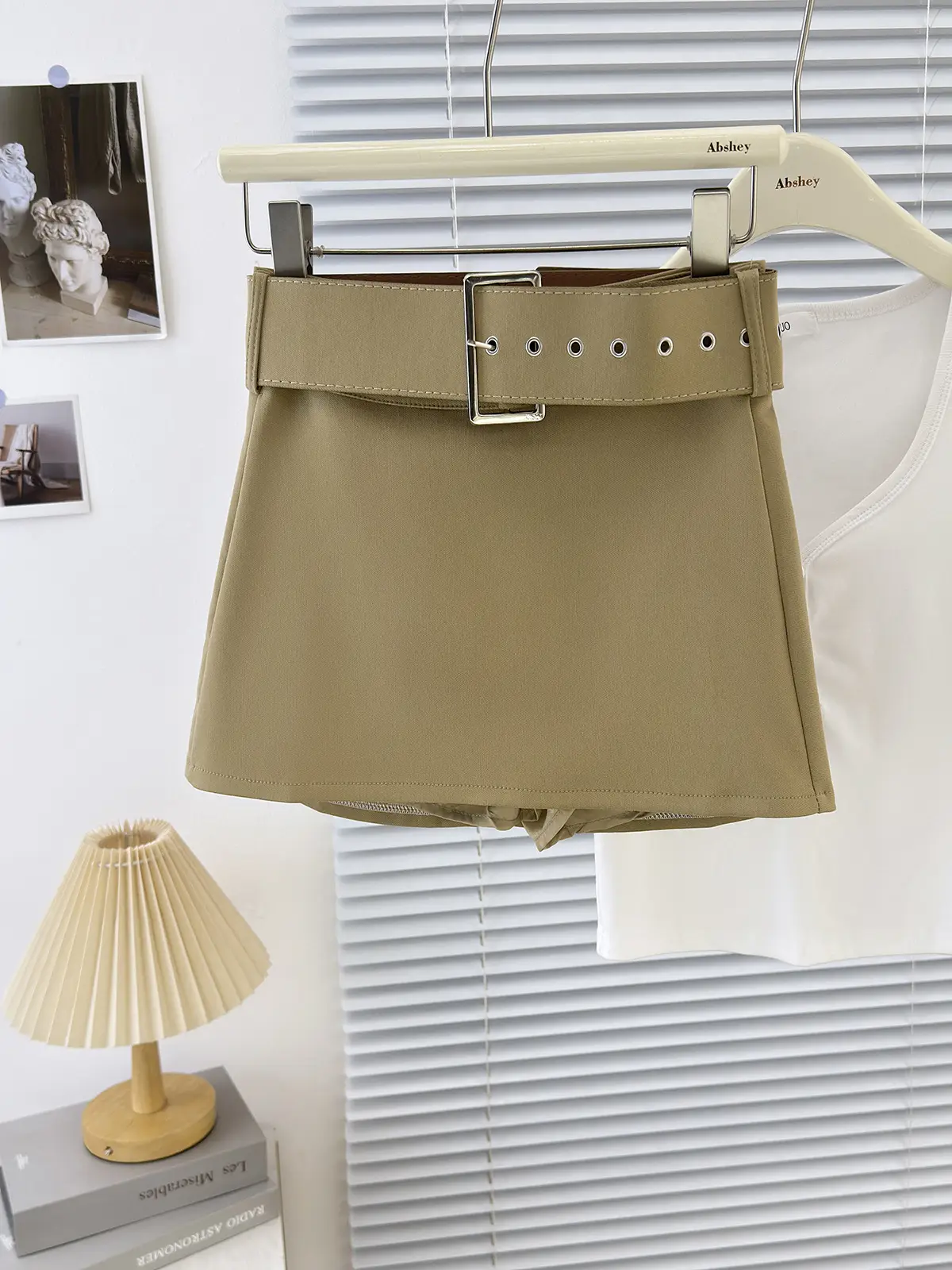 Black Belted Hip Skirt Miniskirt Set for Women — feature 4