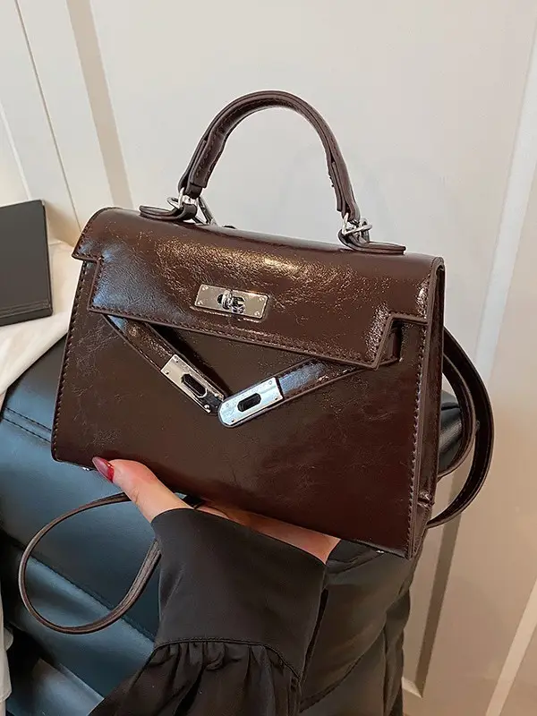 Red Square Handbag for Women 2025 New Versatile Shoulder Crossbody Kelly Bag - Image 7