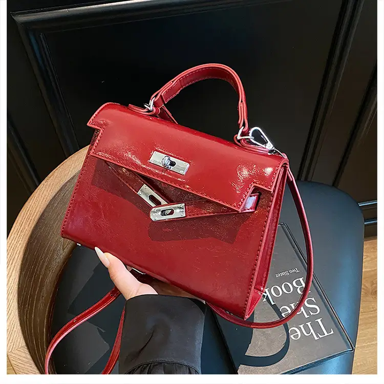 Red Square Handbag for Women 2025 New Versatile Shoulder Crossbody Kelly Bag — feature 23