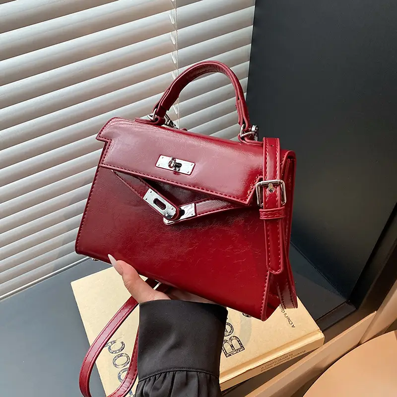 Red Square Handbag for Women 2025 New Versatile Shoulder Crossbody Kelly Bag - Image 3