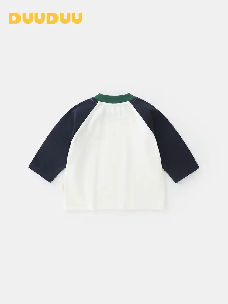 Duuduu Boys Long Sleeve T-Shirt White Blue Green