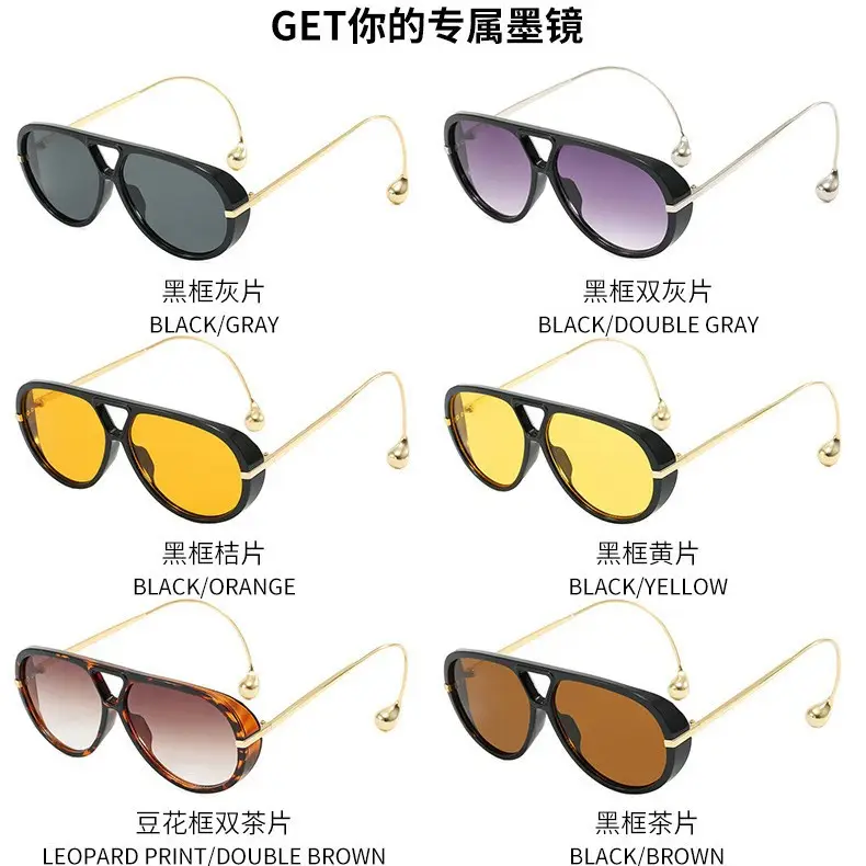 European Style Large Frame Sunglasses with Gold Bridge - Image 12