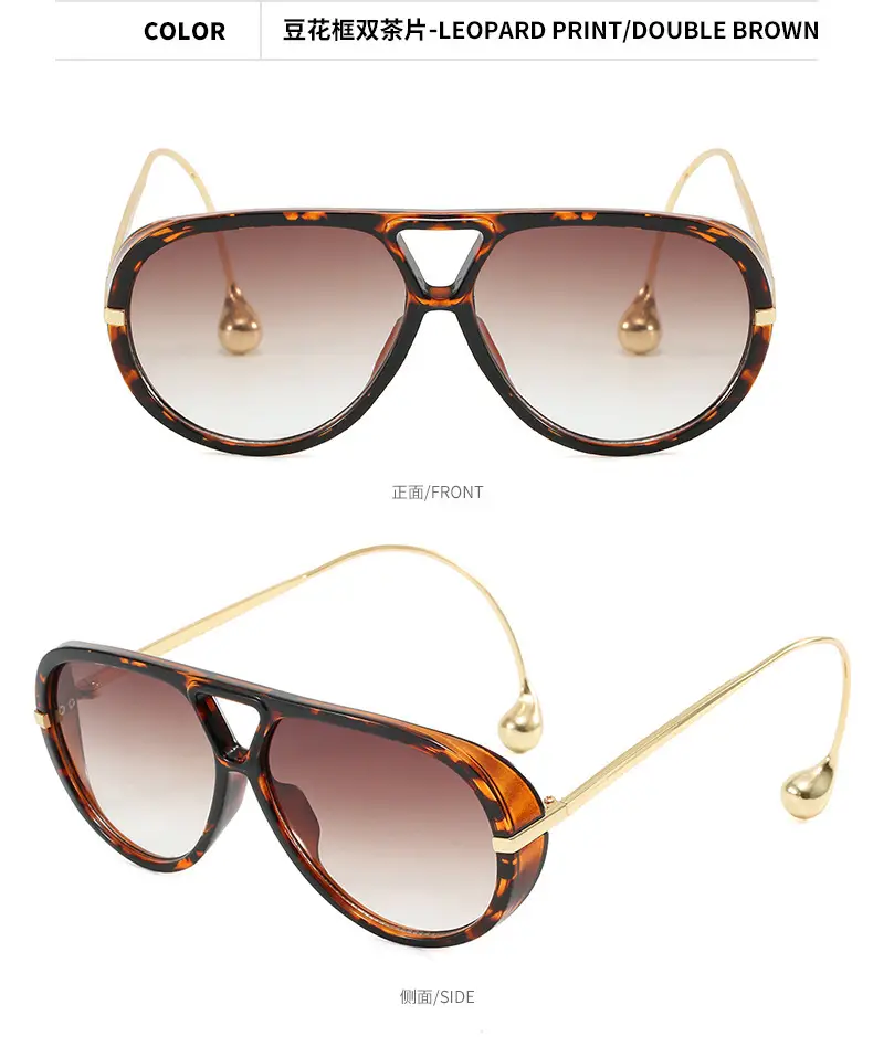 European Style Large Frame Sunglasses with Gold Bridge — feature 10