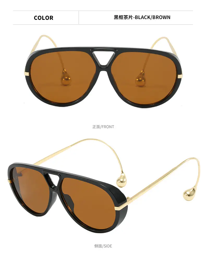 European Style Large Frame Sunglasses with Gold Bridge — feature 11
