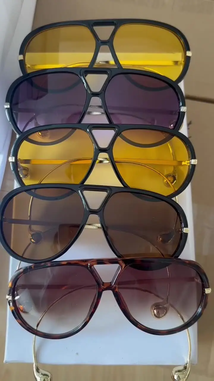 European Style Large Frame Sunglasses with Gold Bridge — feature 12