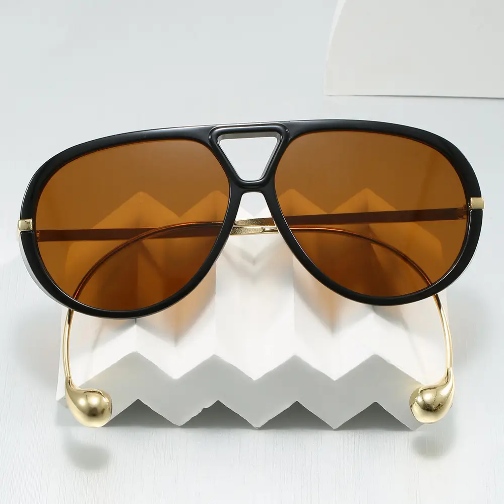 European Style Large Frame Sunglasses with Gold Bridge — feature 13