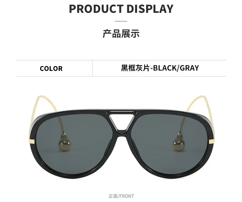 European Style Large Frame Sunglasses with Gold Bridge — feature 5