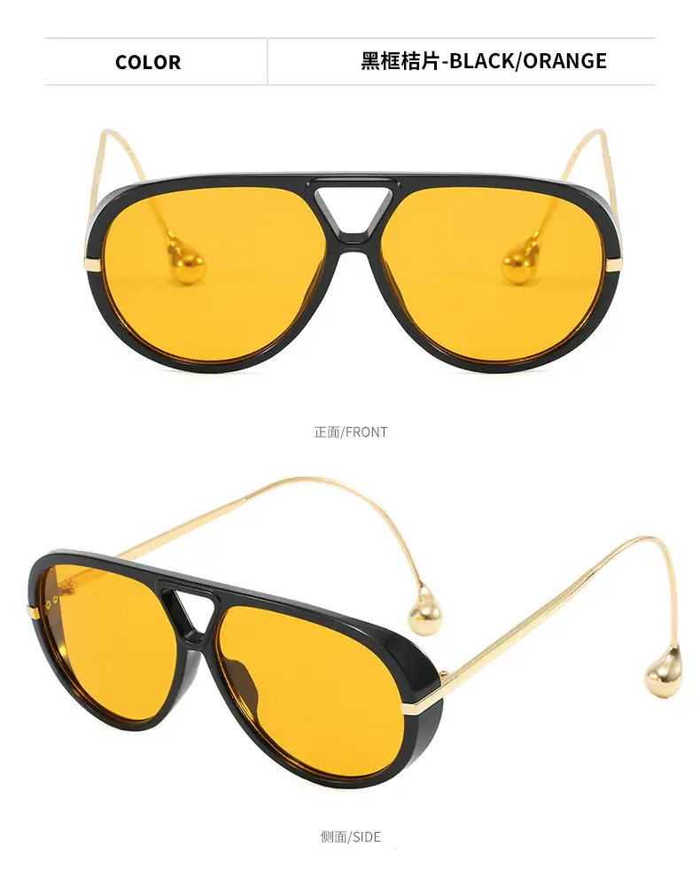 European Style Large Frame Sunglasses with Gold Bridge — feature 8