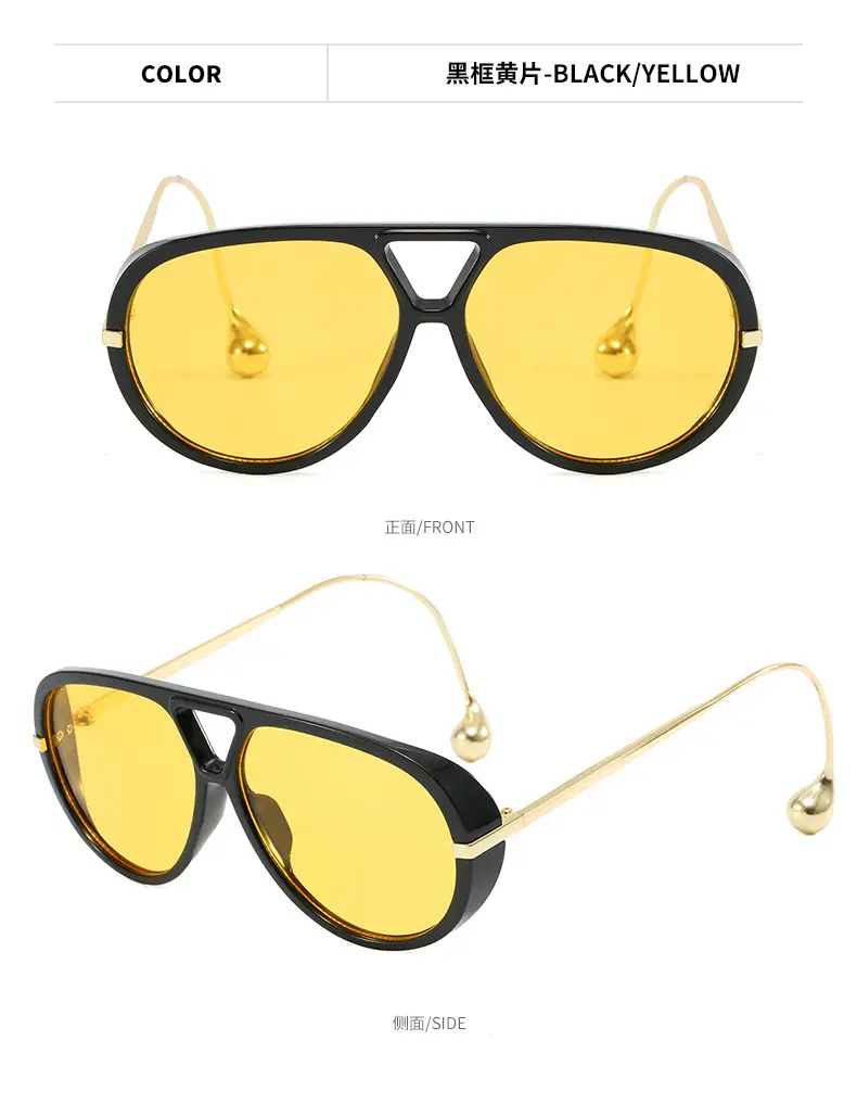 European Style Large Frame Sunglasses with Gold Bridge — feature 9