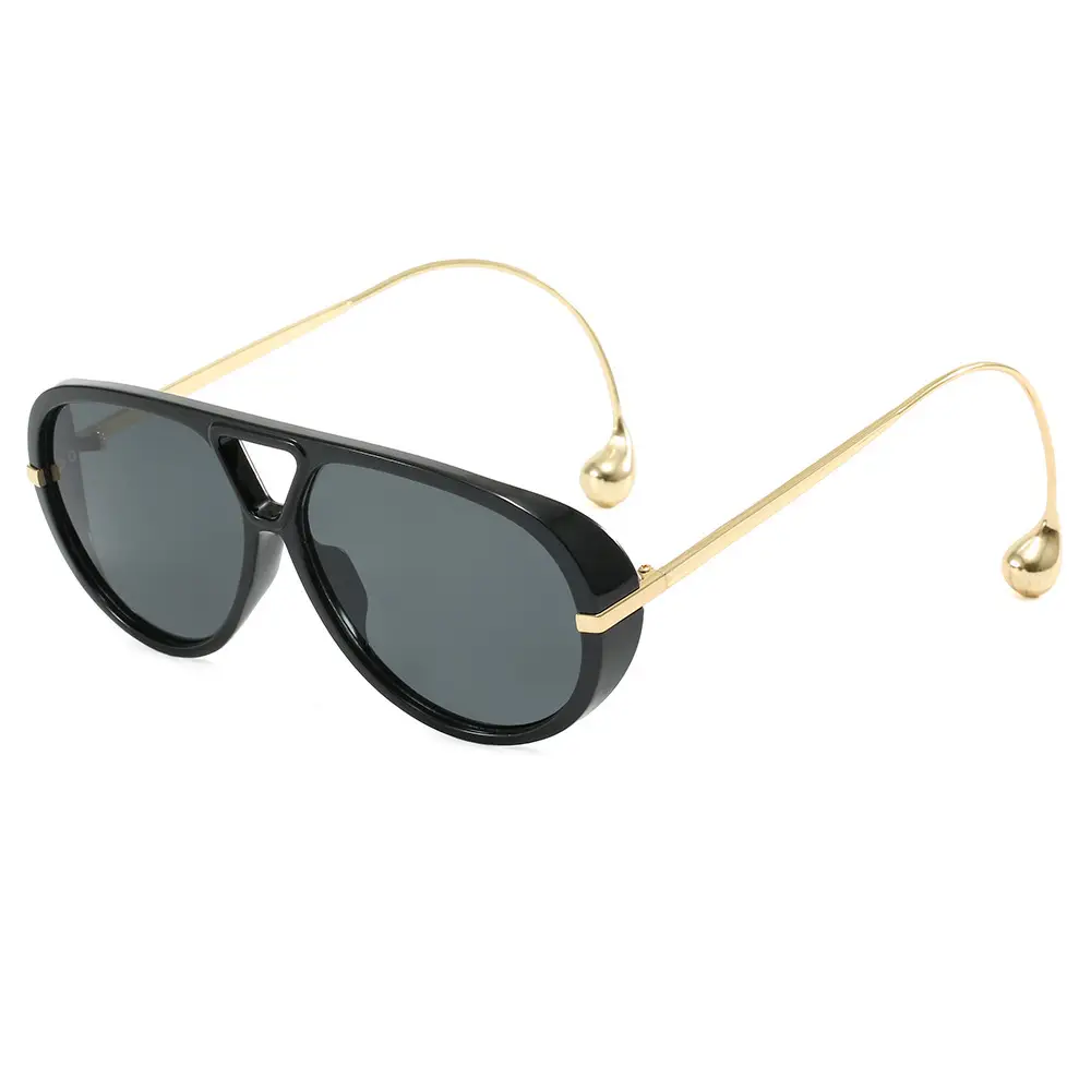 European Style Large Frame Sunglasses with Gold Bridge