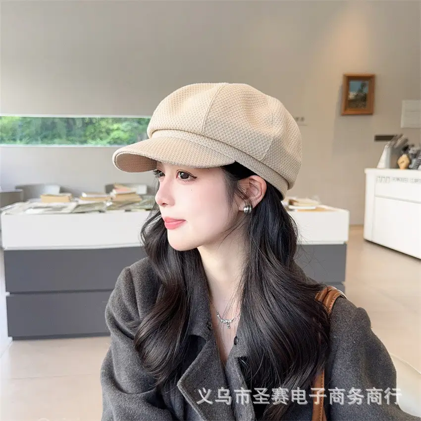 Women's Black Duckbill Hat Autumn Winter Large Circumference - Image 12